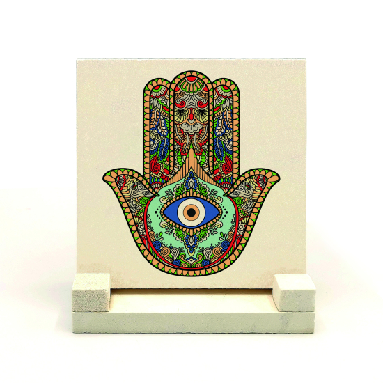 Fatıma’nın Eli (Nazar Boncuklu) Printed Natural Stone Tabletop