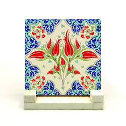 Osmanlı İznik Çini Deseni Printed Natural Stone Tabletop