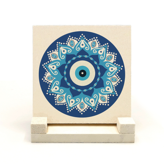 Nazar Boncuklu Desen Printed Natural Stone Tabletop