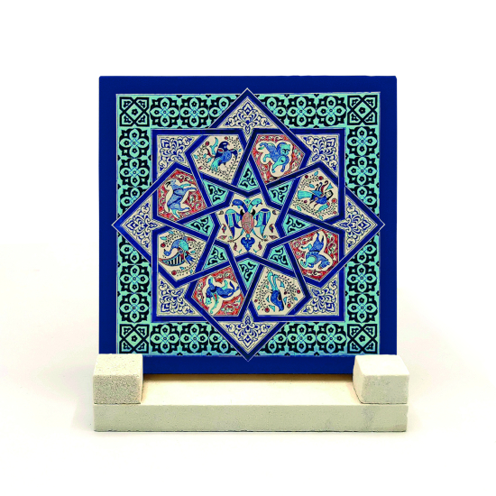 Anadolu Selçuklu Çini Motifi Printed Natural Stone Tabletop