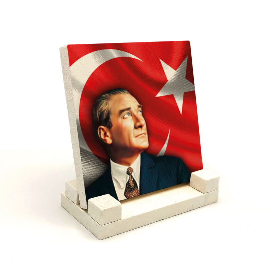 Atatürk Baskılı Doğal Taş Masaüstlük