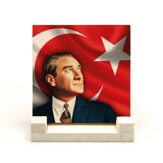 Atatürk Baskılı Doğal Taş Masaüstlük