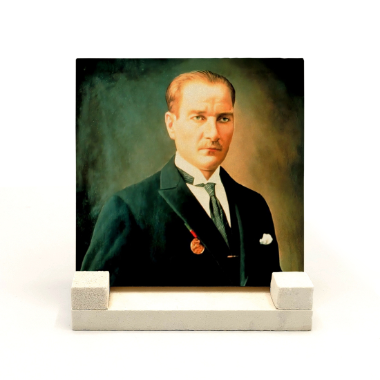 Atatürk Baskılı Doğal Taş Masaüstlük