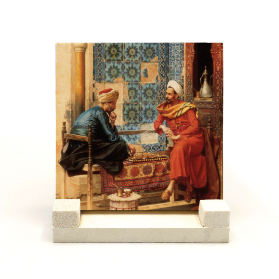 Chess Players Printed Natural Stone Tabletop