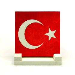 Türkiye Bayrağı Printed Natural Stone Tabletop Türkiye Bayrağı Printed Natural Stone Tabletop