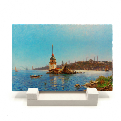 Kız Kulesi ve İstanbul Manzarası Printed Natural Stone Tabletop