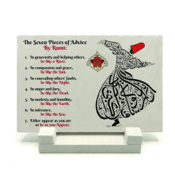 Mevlana'nın 7 Öğüdü (İngilizce) Baskılı Doğal Taş Masaüstlük