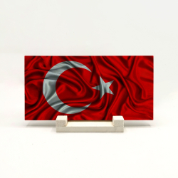 Dalgalı Türk Bayrağı Printed Natural Stone Tabletop