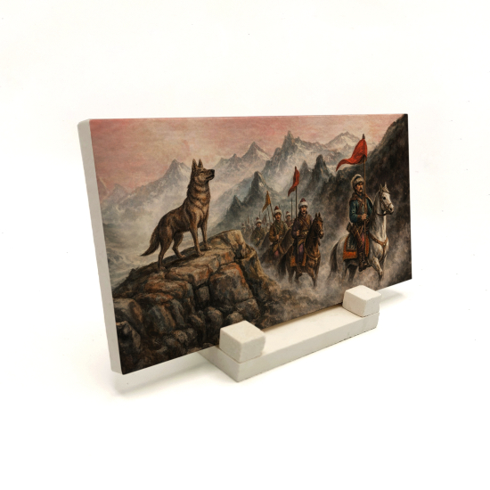 Türklerin Ergenekondan Çıkışı Printed Natural Stone Tabletop