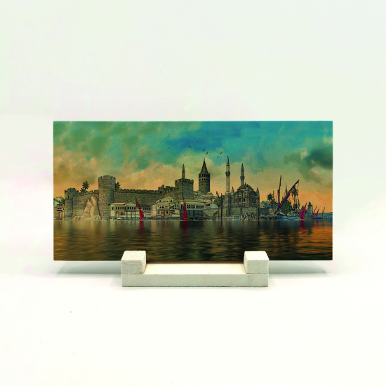İstanbul Silüeti Printed Natural Stone Tabletop