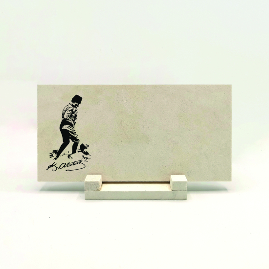 İsim Yazılabilir, Atatürk Silüeti Baskılı Doğal Taş Masaüstlük