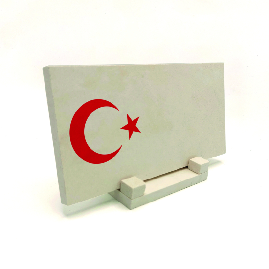 İsim Yazılabilir, Hilal Ay ve Yıldız Printed Natural Stone Tabletop