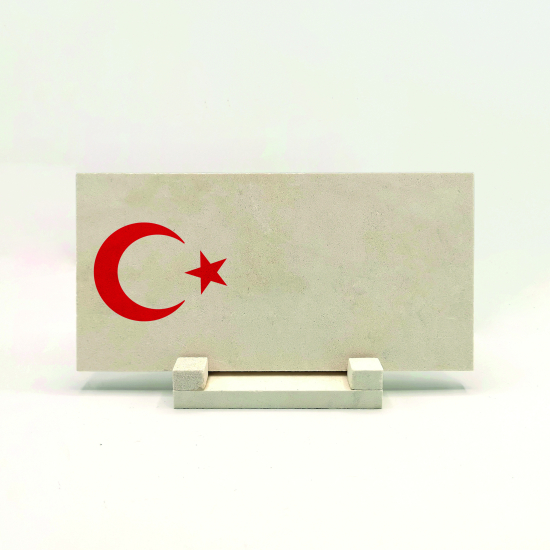 İsim Yazılabilir, Hilal Ay ve Yıldız Printed Natural Stone Tabletop