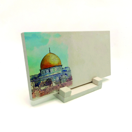 İsim Yazılabilir, Kudüs Mescid-i Aksa Kubbet-us Sahra Görseli Printed Natural Stone Tabletop