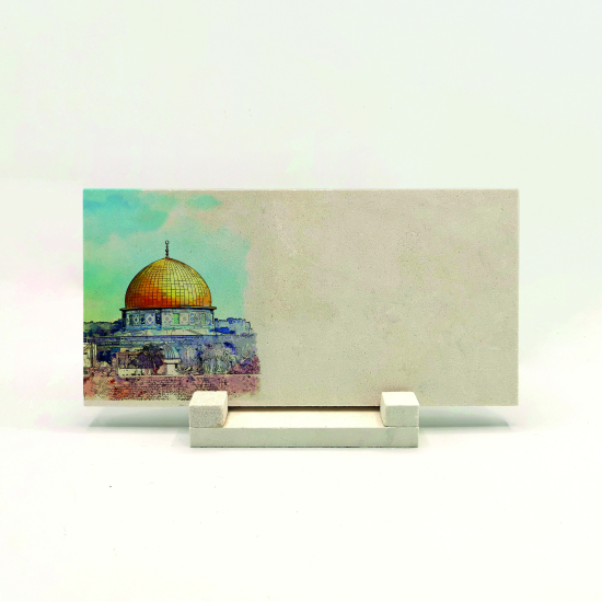 İsim Yazılabilir, Kudüs Mescid-i Aksa Kubbet-us Sahra Görseli Printed Natural Stone Tabletop