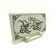 İsim Yazılabilir Kenar Deseni Baskılı Doğal Taş Masaüstlük