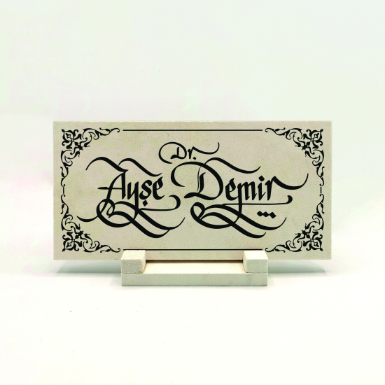 İsim Yazılabilir Kenar Deseni Baskılı Doğal Taş Masaüstlük