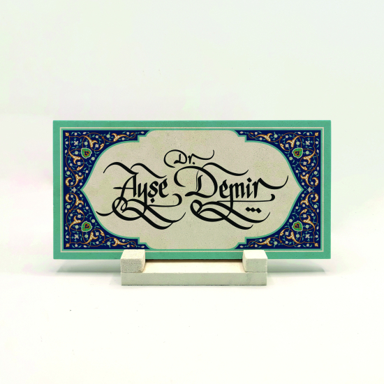 İsim Yazılabilir Kenar Deseni Printed Natural Stone Tabletop