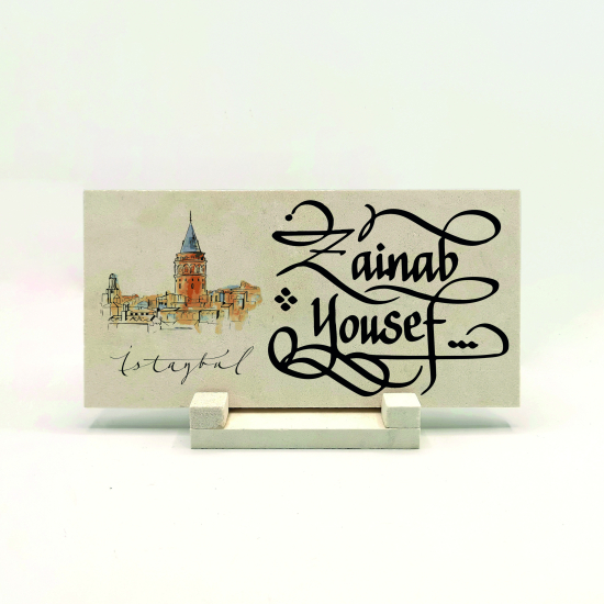 Kenar Deseni / Görseli Baskılı Doğal Taş Masaüstlük