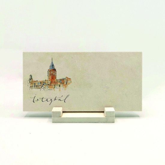 Kenar Deseni / Görseli Baskılı Doğal Taş Masaüstlük