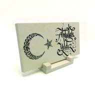 İsim Yazılabilir, Ay Yıldız Formunda Kelime-i Tevhid ve Besmele Baskılı Doğal Taş Masaüstlük