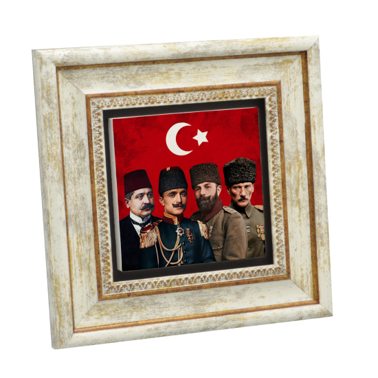 Üç Paşalar ve Mustafa Kemal Paşa Baskılı Doğal Taş Tablo