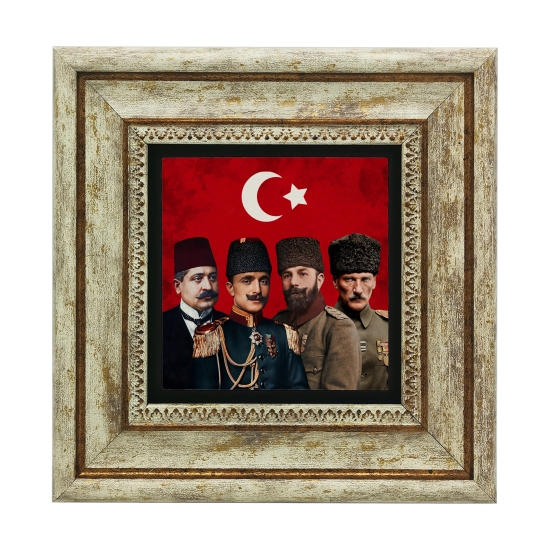 Üç Paşalar ve Mustafa Kemal Paşa Baskılı Doğal Taş Tablo