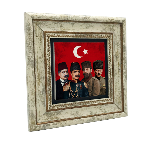 Üç Paşalar ve Mustafa Kemal Paşa Baskılı Doğal Taş Tablo