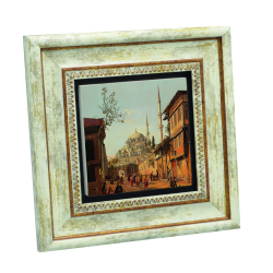 Fatih Camii Manzarası Tablosu Printed Natural Stone with Frame