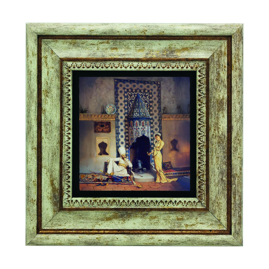 Osman Hamdi Bey- Kahve Ocağı Tablosu Printed Natural Stone with Frame