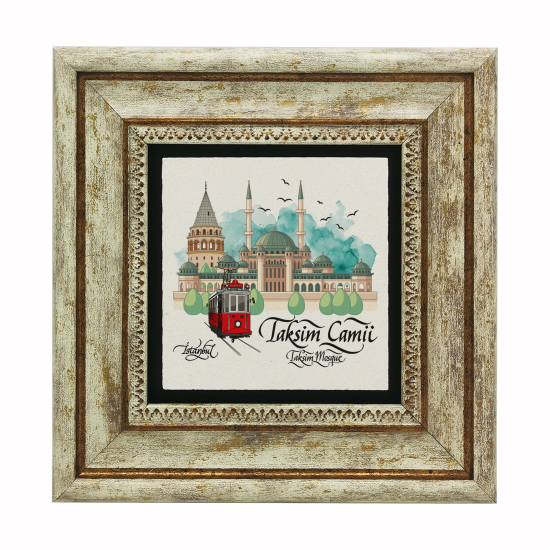 Taksim Camii Görseli Baskılı Doğal Taş Tablo