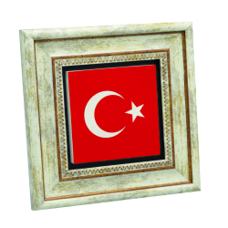 Türkiye Bayrağı Baskılı Doğal Taş Tablo