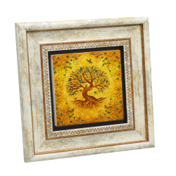 Motifli Yaşam Ağacı Sembolü Printed Natural Stone with Frame