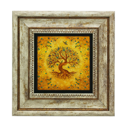 Motifli Yaşam Ağacı Sembolü Printed Natural Stone with Frame