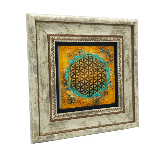 Yaşam Çiçeği Sembolü Baskılı Doğal Taş Tablo