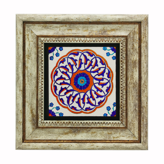 Çini Deseni Baskılı Doğal Taş Tablo