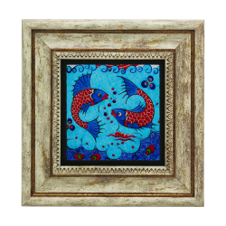 Balıklı Çini Motifi Baskılı Doğal Taş Tablo