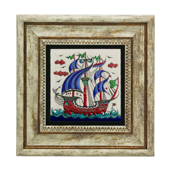 Kalyon Çini Deseni Printed Natural Stone with Frame