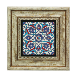 Rüstem Paşa Camii İznik Çini Deseni Printed Natural Stone with Frame