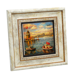 İstanbul Kız Kulesi Manzarası Printed Natural Stone with Frame