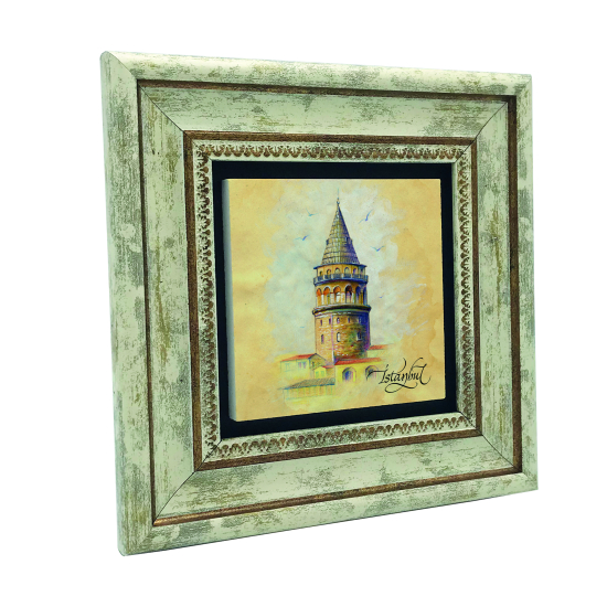 Galata Kulesi Printed Natural Stone with Frame