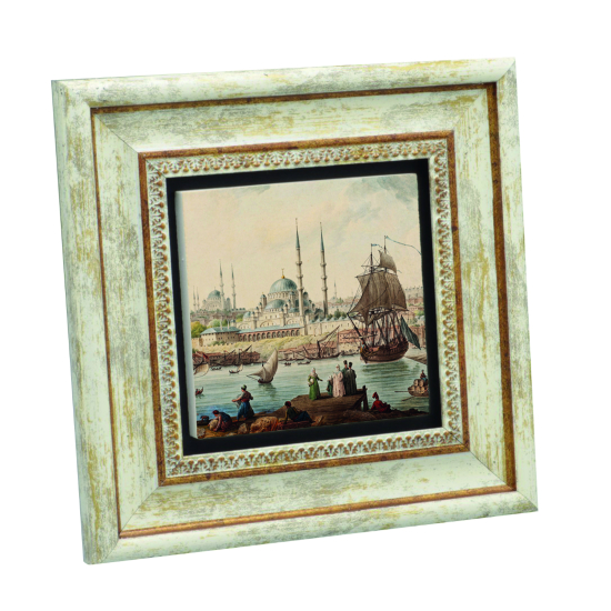 18. Yüzyılda İstanbul: Yeni Camii ve Haliç Printed Natural Stone with Frame