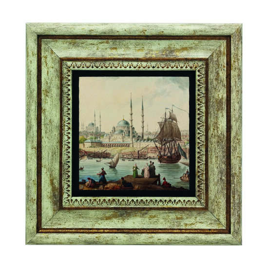 18. Yüzyılda İstanbul: Yeni Camii ve Haliç Printed Natural Stone with Frame