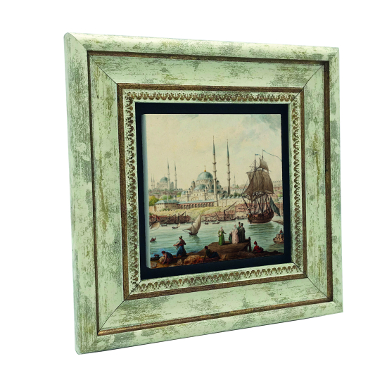18. Yüzyılda İstanbul: Yeni Camii ve Haliç Printed Natural Stone with Frame