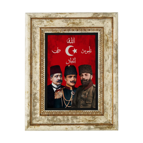 Üç Paşalar: Talat Paşa, Enver Paşa, Cemal Paşa Baskılı Doğal Taş Tablo