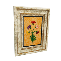 5 Çiçekli Karanfil Ebrusu Baskılı Doğal Taş Tablo