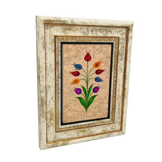 9 Başlı Laleli Ebru Baskılı Doğal Taş Tablo