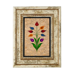 9 Başlı Laleli Ebru Baskılı Doğal Taş Tablo