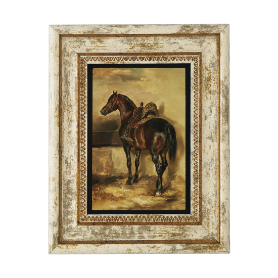 Ahırdaki At Yağlıboya Tablosu Baskılı Doğal Taş Tablo