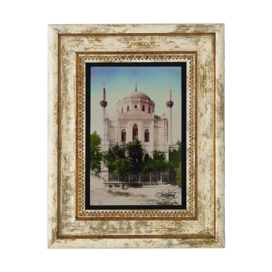 İstanbul Pertevniyal Valide Sultan Camii Fotoğrafı (1950'ler, Renklendirilmiş) Baskılı Doğal Taş Tablo